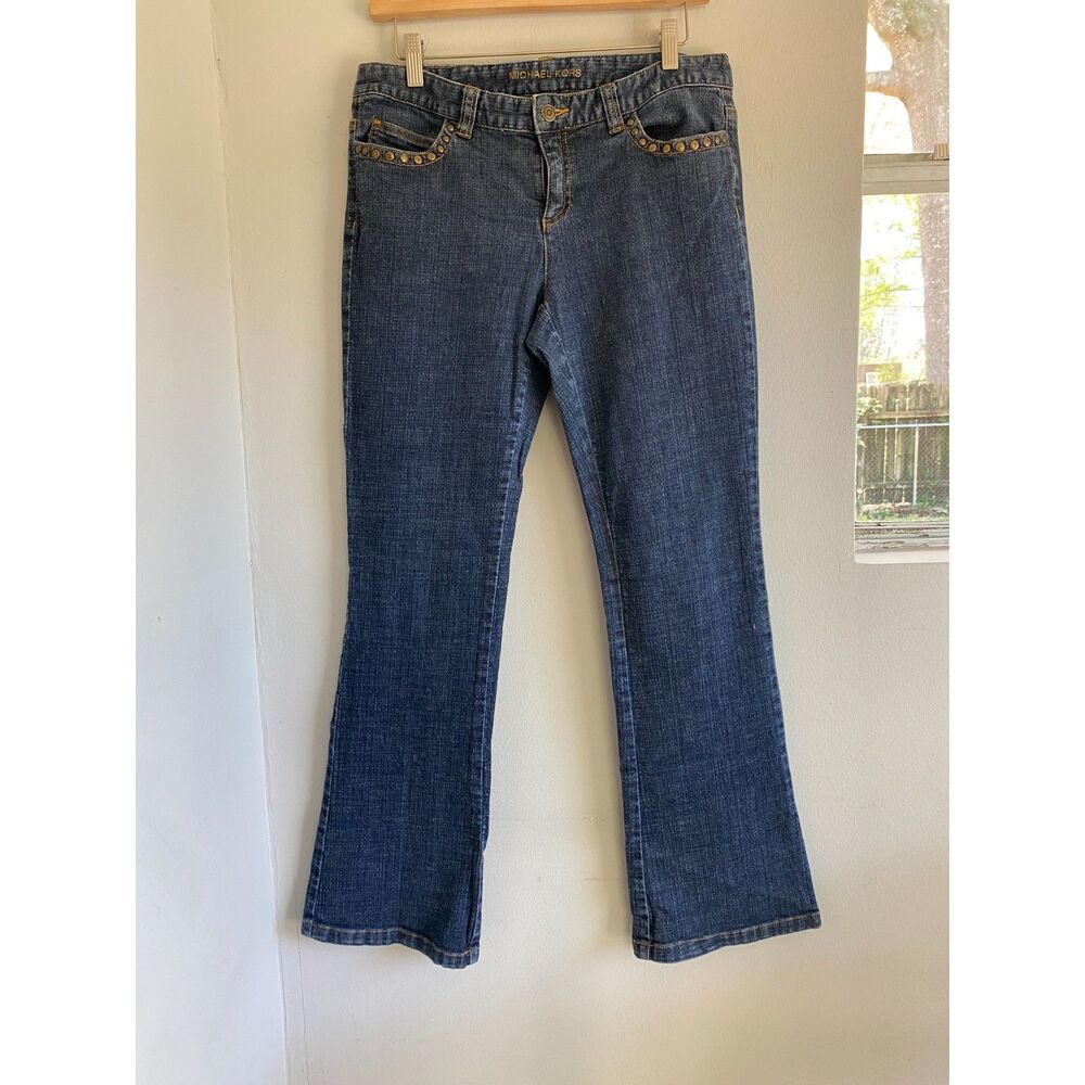 Michael Kors Medium Dark Wash Studded Bootcut Jeans Women Size 8